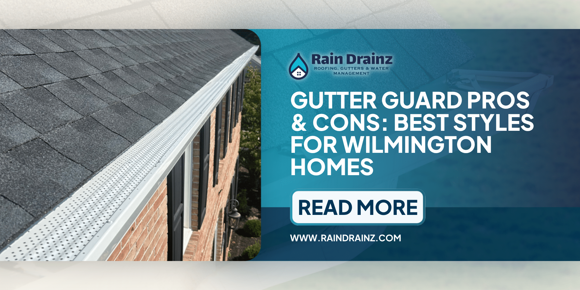 Featured guide on gutter guards pros and cons, showing the best micro-mesh styles for Wilmington homes